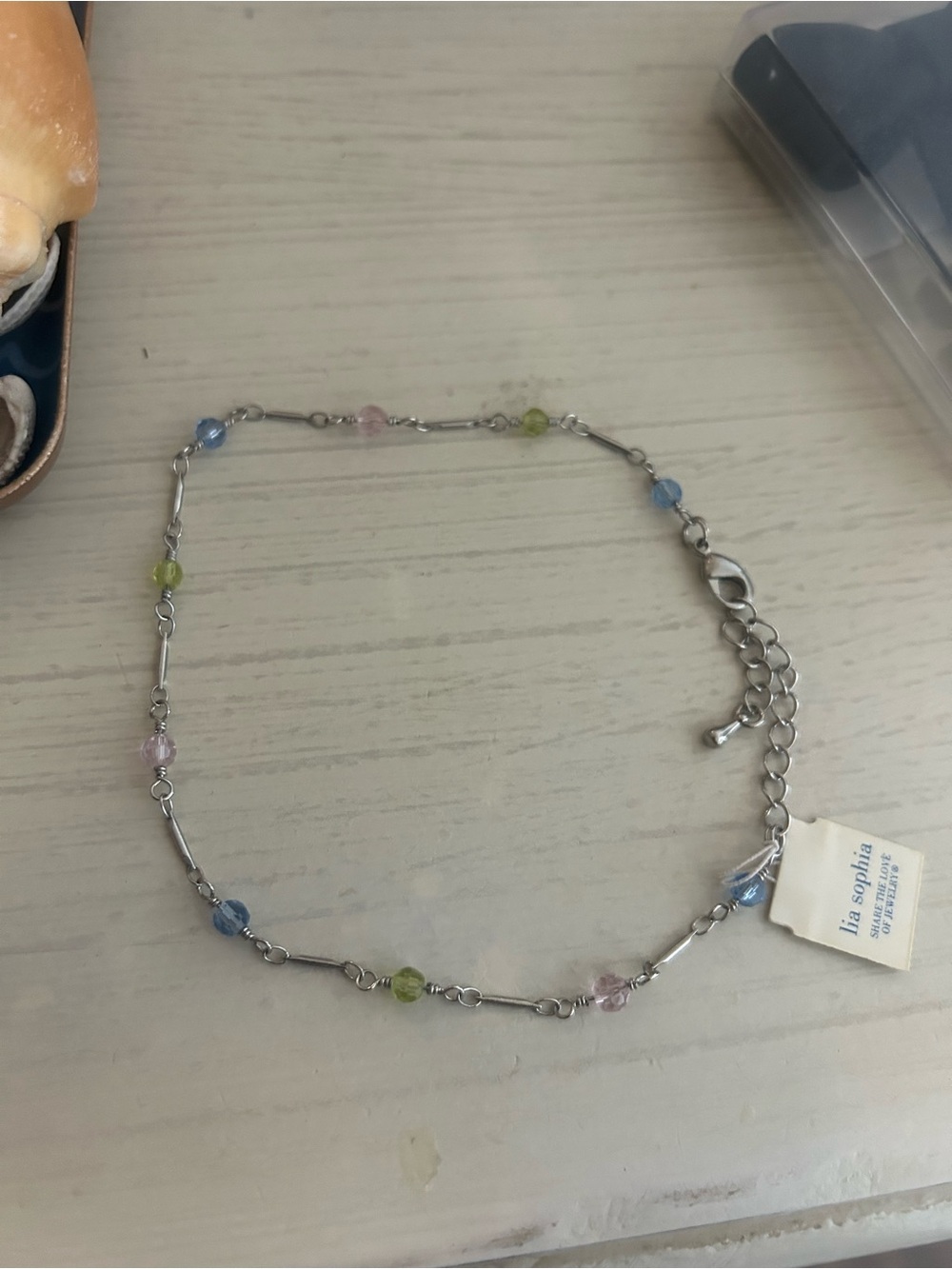 Lia Sophia Delicate Multi-Color Beaded Silver anklet